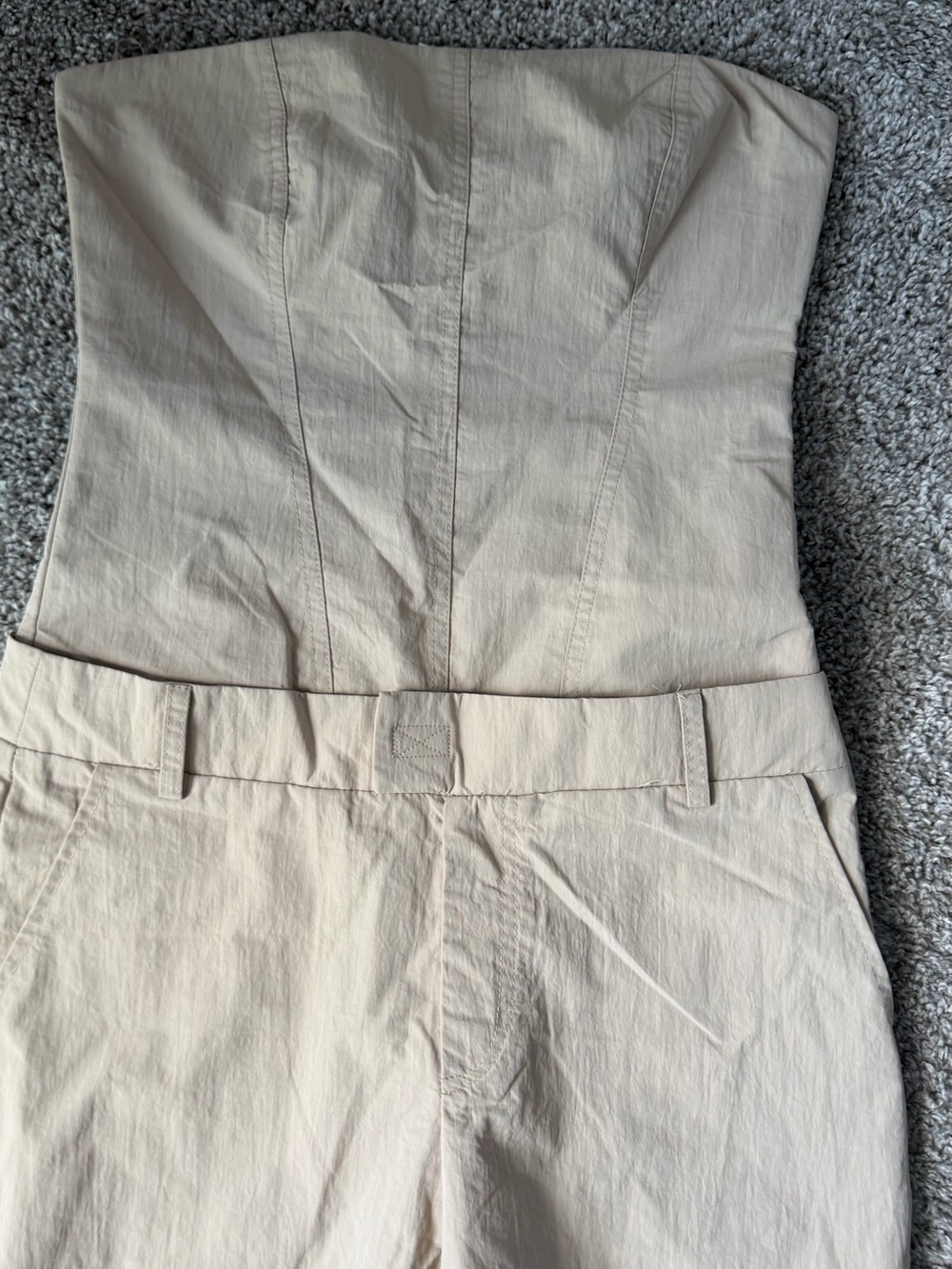 Zara Strapless Wide-Leg Jumpsuit in Beige - Picture 10 of 13